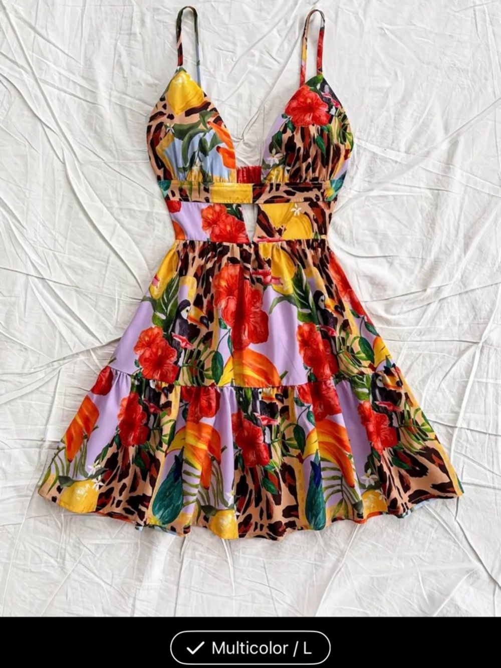 Multicolor Floral Summer Sundress with Spaghetti Straps